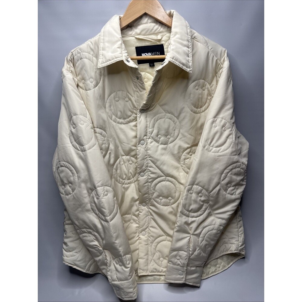 Nova Men Quilted Smiley Jacket Size S Ivory